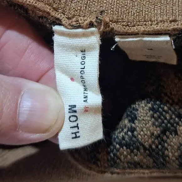 Moth by Anthropologie Pants Women's Medium Leopard Print Knit Wool Blend Mobwife - Picture 2 of 10